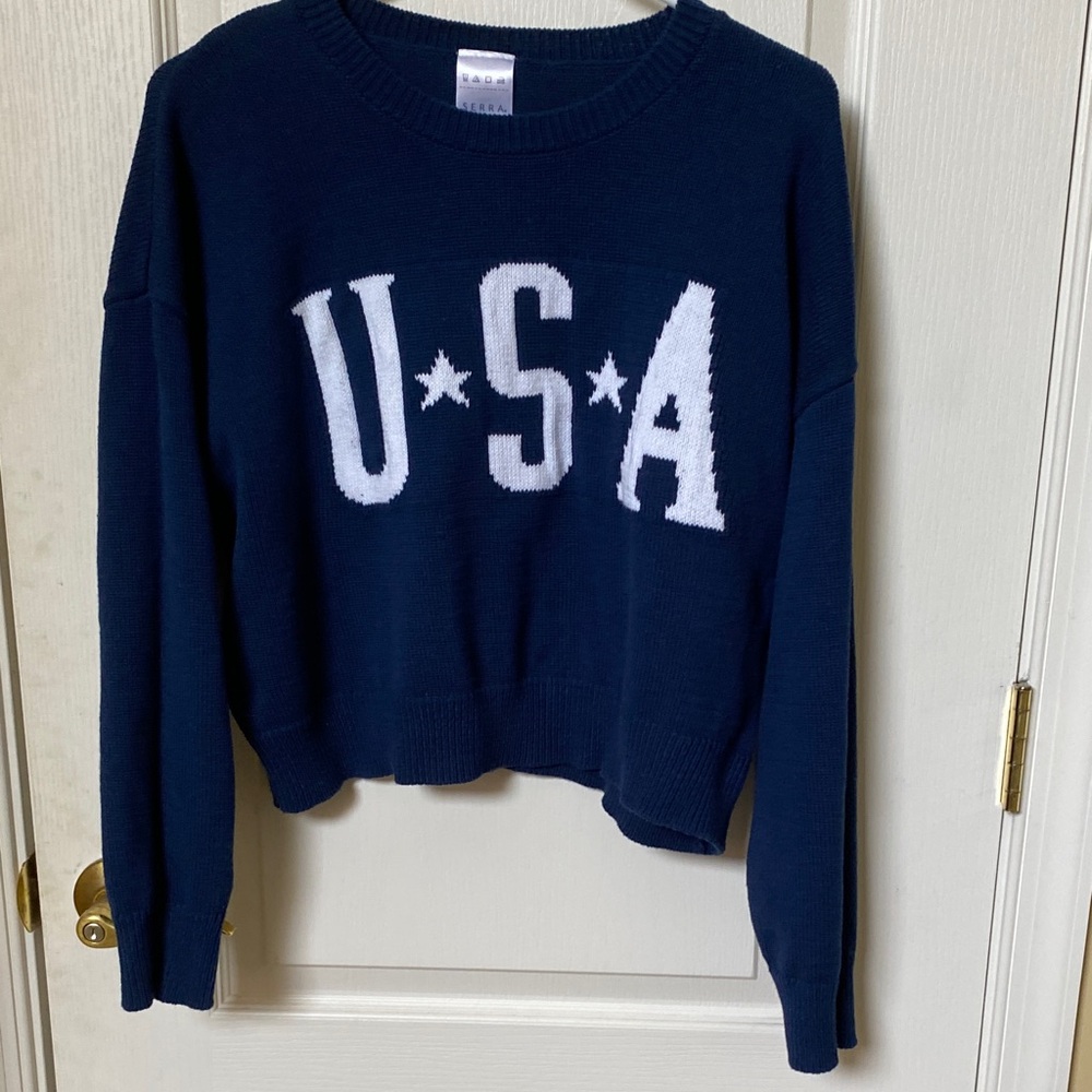 Serra Navy Blue USA Crew Neck Sweater
